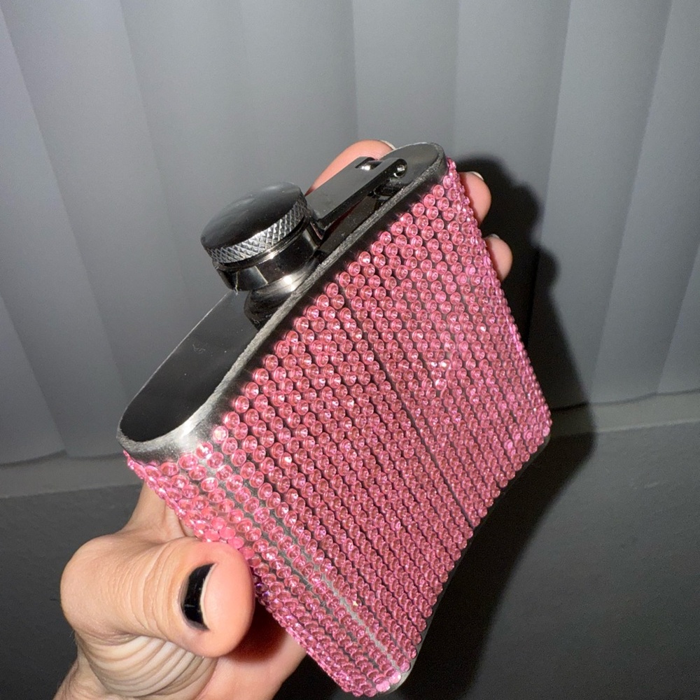 Bedazzled Pink Rhinestone Hip Flask - Sparkling Travel Flask